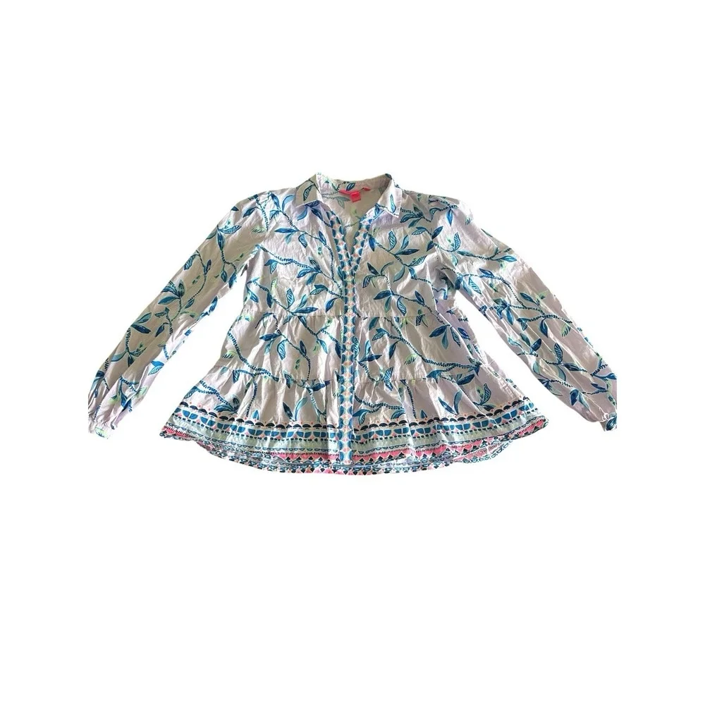 Lilly Pulitzer Kenna Stretch Top $168 Size Small Purple Iris Slathouse Jungle